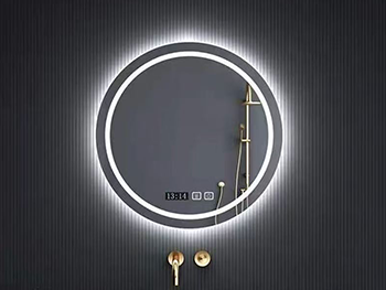 Smart bathroom mirror with time display Smart bathroom mirror with time display