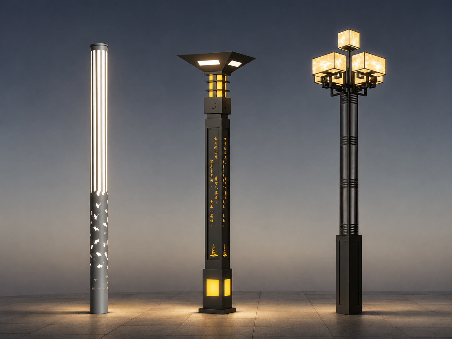Modern and cultural decorative landscape light column designs Modern and cultural decorative landscape light column designs