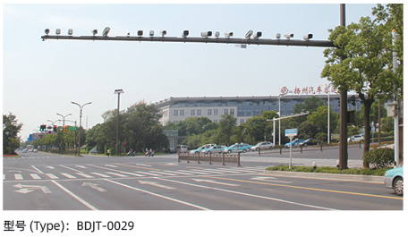 Multi-camera traffic monitoring pole installed above an urban road Multi-camera traffic monitoring pole installed above an urban road