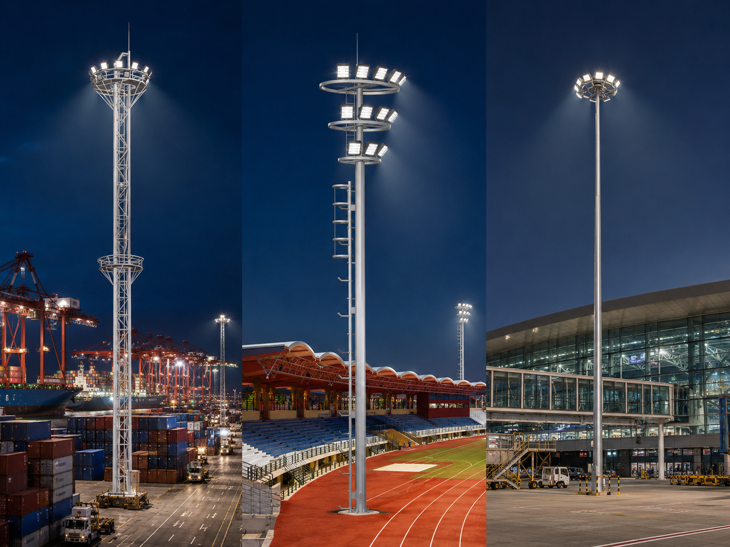 High mast lighting applications for ports stadiums and airport aprons High mast lighting applications for ports stadiums and airport aprons