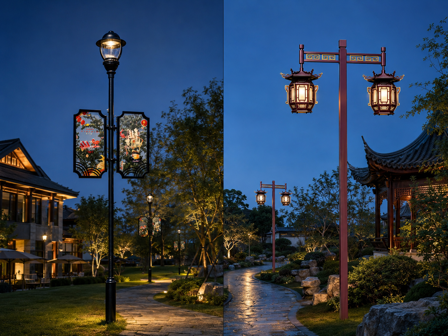 Decorative courtyard lighting with modern and Chinese style garden poles Decorative courtyard lighting with modern and Chinese style garden poles