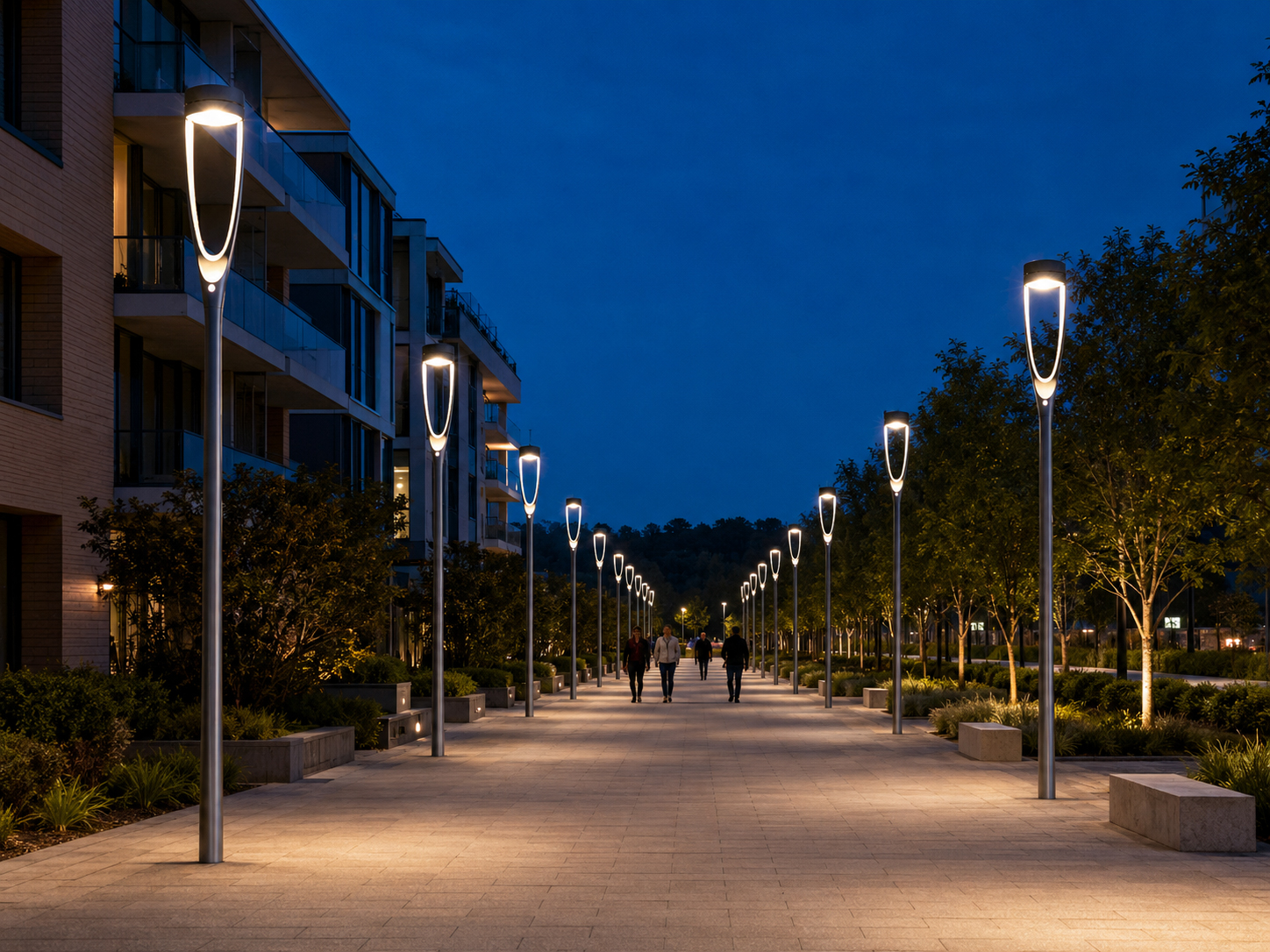 Landscape light pole height spacing and optical distribution layout Landscape light pole height spacing and optical distribution layout