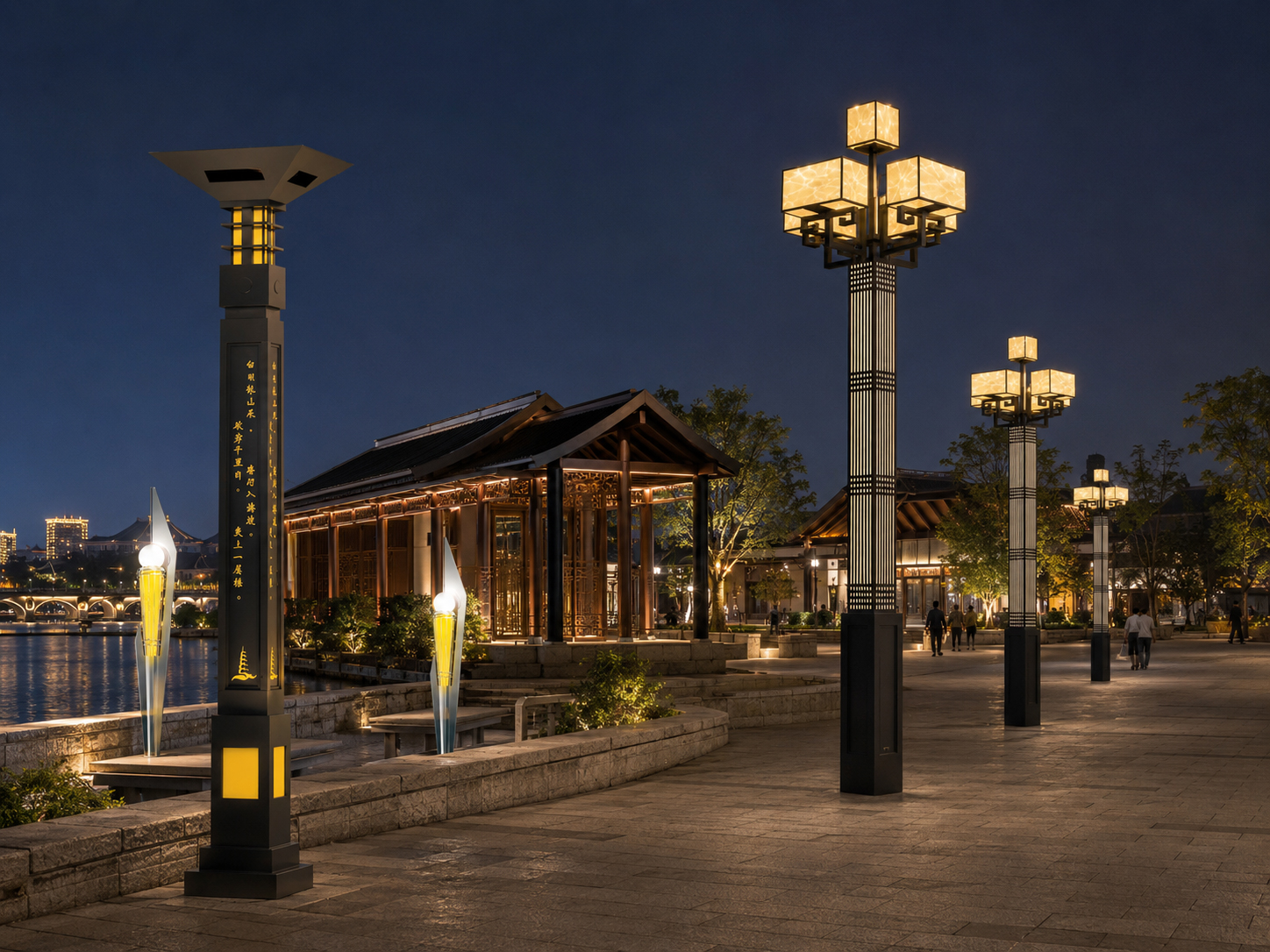 Nighttime landscape lighting project for an urban public space Nighttime landscape lighting project for an urban public space
