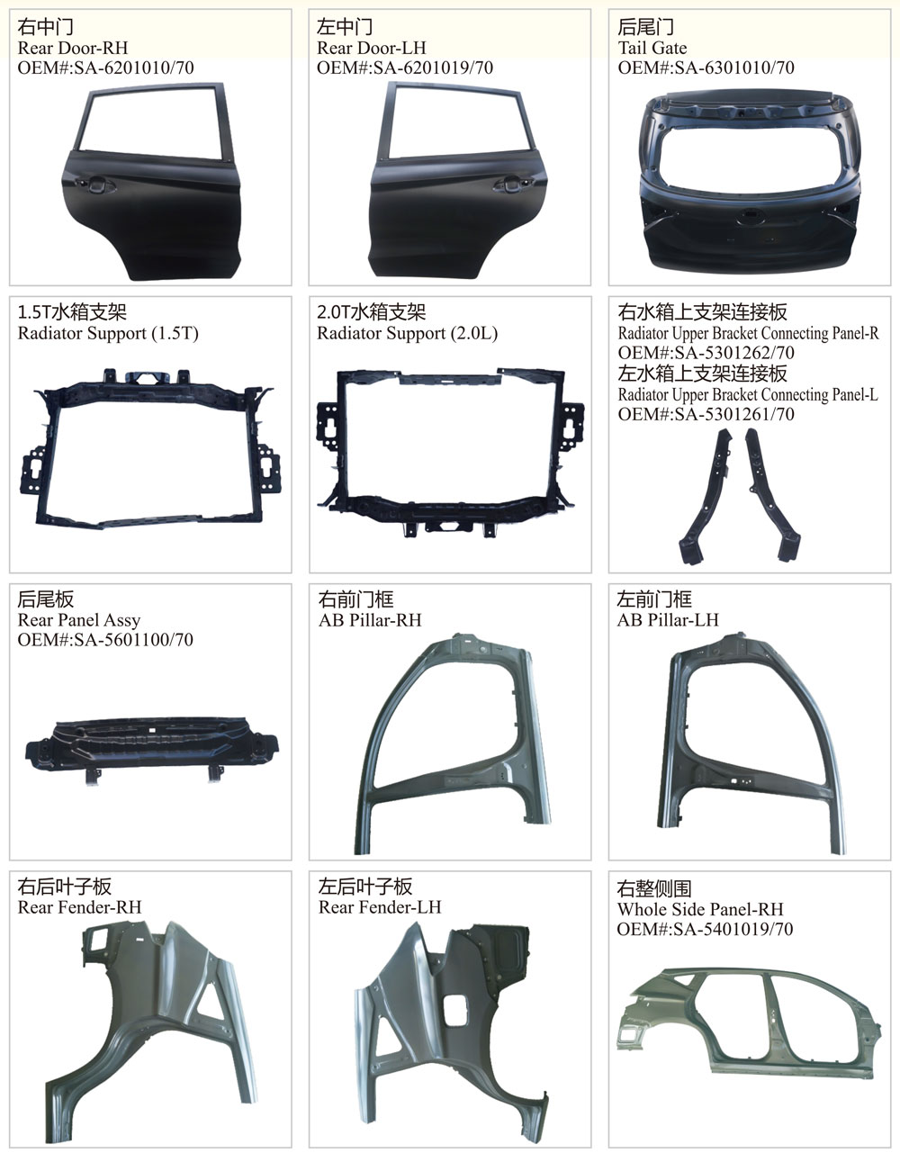 Auto Body Parts for Byd Song