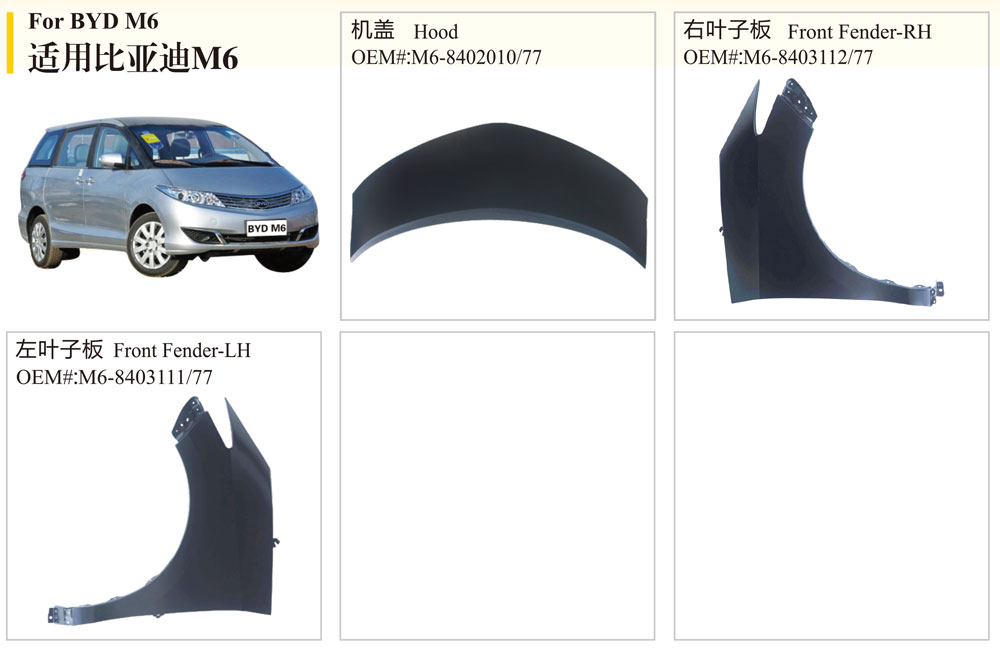 Auto Body Parts for Byd M6