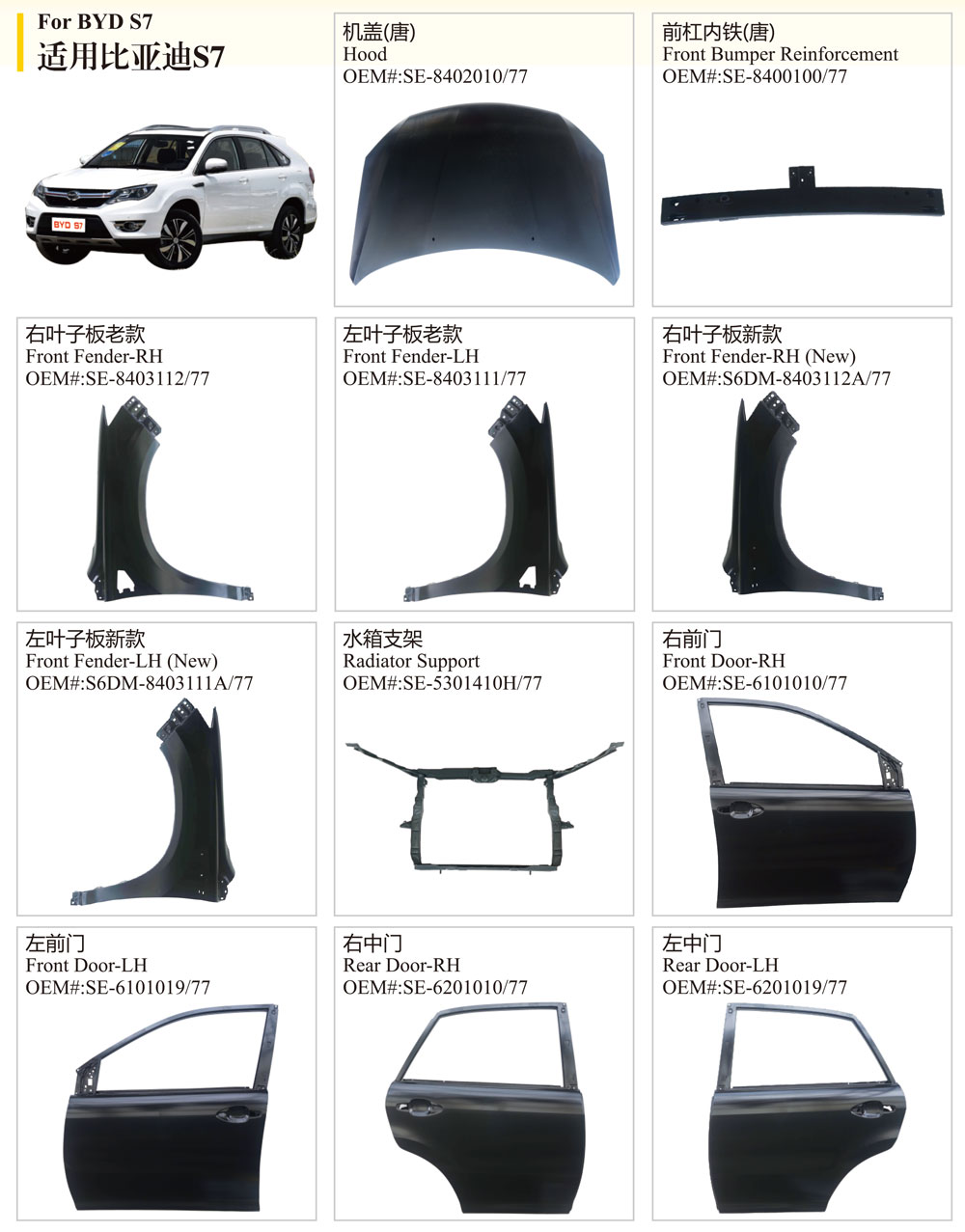 Byd S7 Auto Body Parts