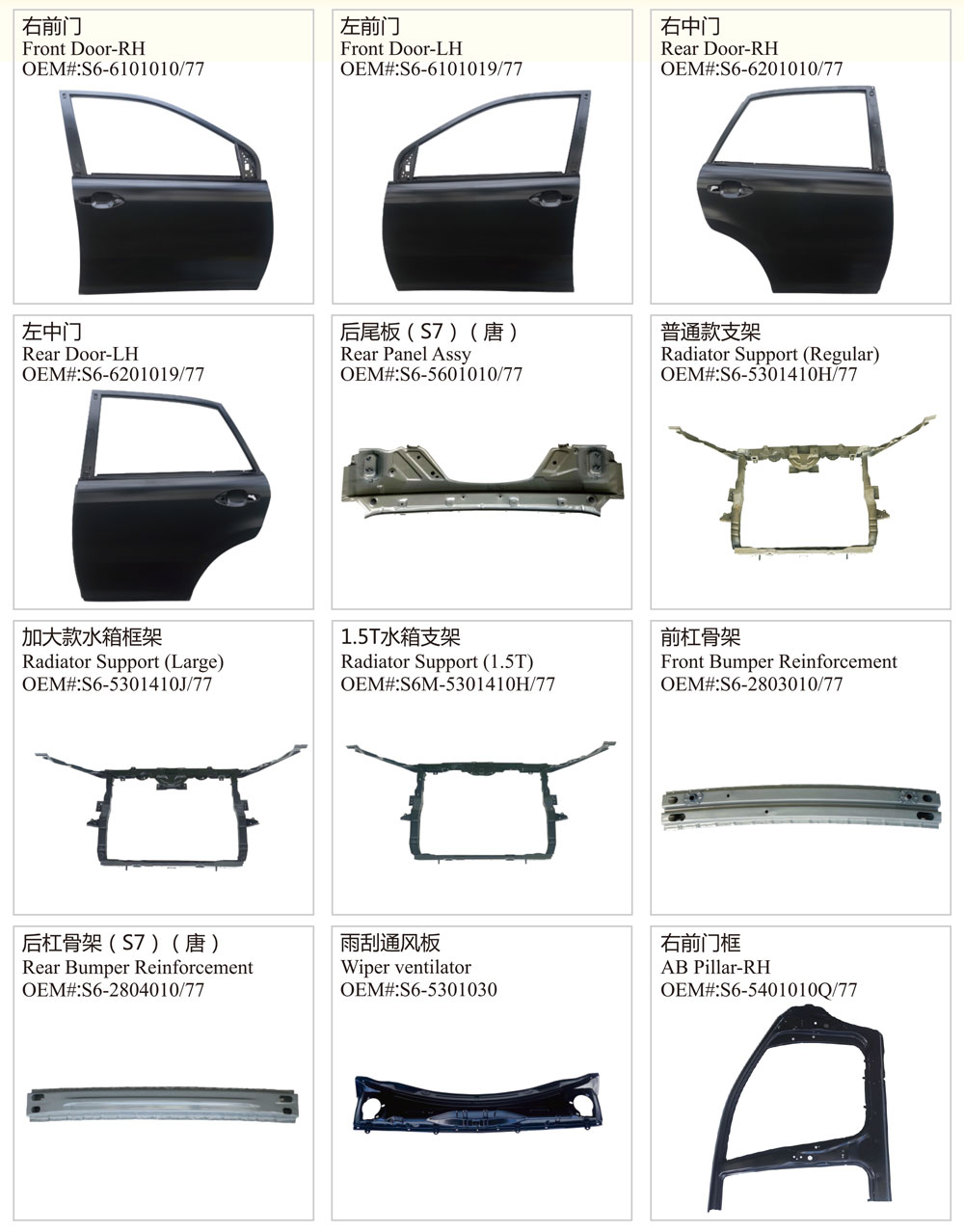 Auto Body Parts for Byd S6