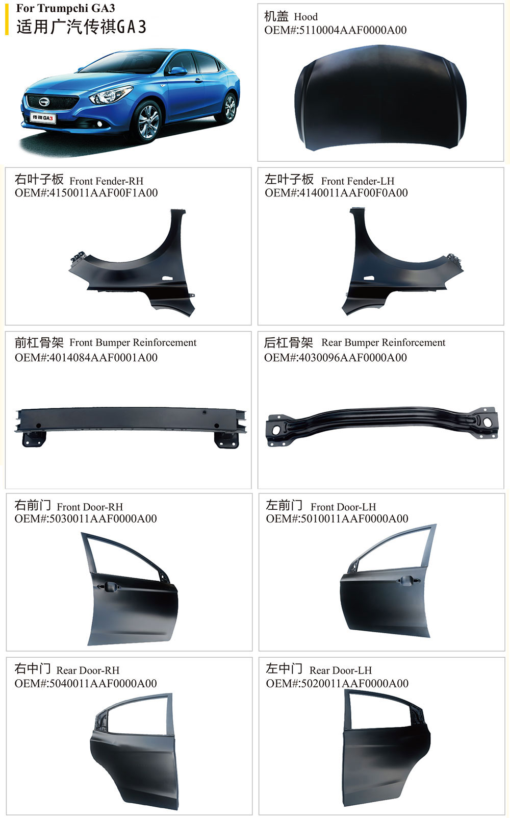 Trumpchi GA3 Roof Panel Without Window 