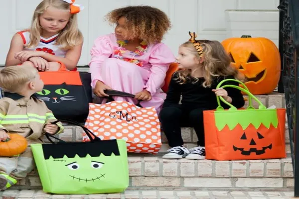 Handmade eco friendly felt pumpkin bag for halloween festival decoration