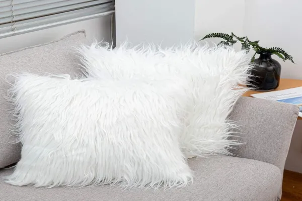 Hot sale Bolster Cute Colorful Shape Heart Shaped Faux Fur Pillow Cover
