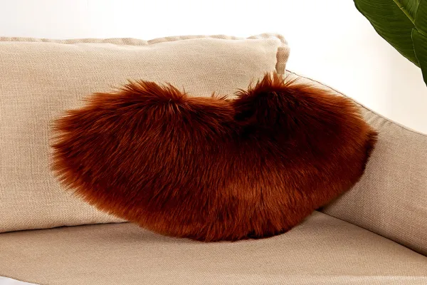 Wholesale Fluffy Soft Plush Cover Heart Faux Fur Long Wool Sheep Pillow