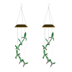 Solar powered wind chime colored hummingbird