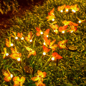 Solar silk butterfly Firefly with leaf lamp