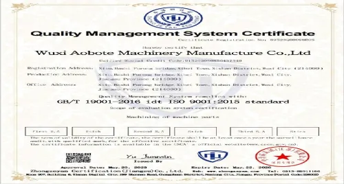 Quality Management System Certificate-ISO9001