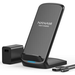 ACA800 black Fast Wireless Charger,NANAMI 7.5W Wireless Charging Stand [with QC3.0 Adapter] Compatible iPhone 11/11 Pro/11 Pro Max/XS Max/XS/XR/X/8/8 Plus,10W Fast Charger for Samsung S10/S10+/S9/S8/S7/Note10/9/8