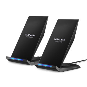 [M220-2 Pack] NANAMI  Fast Wireless Charger Qi Certified Charger Wireless Charging Stand Compatible iPhone 11/11 Pro/11 Pro Max/XR/XS Max/XS/X/8/8 Plus,Samsung Galaxy S10+ S9 Note 10/9 and Qi-Enabled Phone