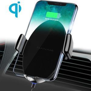 NANAMI Car Wireless Charger Mount, 7.5W/10W Fast Charging Auto-Clamping Car Phone Holder Air Vent Compatible iPhone 11/11 Pro/11 Pro Max/XS Max/XS/XR/X/8/8 Plus, Samsung S10/S10+/S9/S8/S7/Note 10/9/8