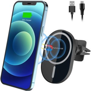 NANAMI Magnetic Wireless Car Charger, Fast Charging Car Phone Mount, Strong Magnet Air Vent Holder 7.5W Compatible for iPhone 12/12 Mini/12 Pro/12 Pro Max(Compatible with Magnetic Case)
