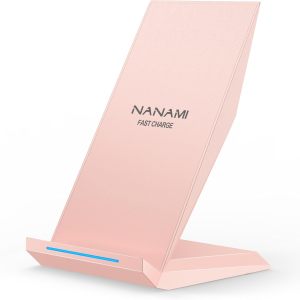 M220P-NANAMI Wireless Charger - Wireless Charging Stand Compatible with iPhone 17/17 Air/16/15/14/13/12/11 Pro, 10W Phone Charger Dock Desktop Charging for Samsung Galaxy S26/S26+/S25/S24/S23/S22/S21/S20