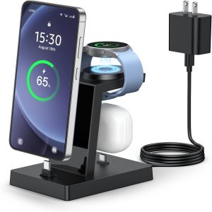 HM730B-30W USB C Charger for Samsung-NANAMI 3 in 1 Charging Station for Samsung Galaxy Watch 8/7/6/5/4/3, Android Devices Charging Station for Galaxy S26/S25/S24/A57/A37/Z Flip/Fold 7, Buds