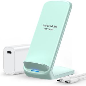 ACA800G-NANAMI Fast Wireless Charger, 10W Max Wireless Charging Stand with PD20W Adapter Charger Compatible for iPhone 17/17 Air/17 Pro/17 Pro Max/16/15/14/13/12,Samsung Galaxy S26/S25/S24/S23/S22/S21/Note 20