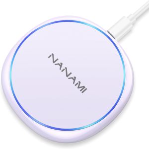 U6P-NANAMI 10W Max Wireless Charger Pad, Fast Charging Compatible with iPhone 17/16/15/14/13/12/11/SE Series, Samsung Galaxy S26/S25/S24/S23/S22/S21/S20, AirPods 2/3 - Adapter Required (Sold Separately)