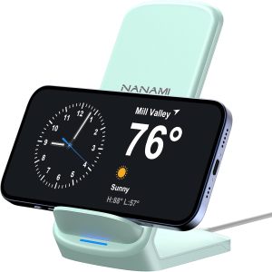 A800G-NANAMI Upgraded Fast Wireless Charger, Wireless Charging Stand for Samsung Galaxy S26/S25/S24/S23/S22/S21/S20/S10/S9/Note 20 & Phone Charger Dock for iPhone 17/17 Air/17 Pro/16/16 Plus/15/14/13/12
