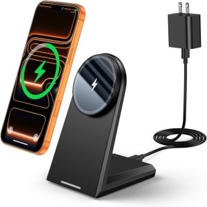 ACM300B-NANAMI Magnetic Wireless Charger Stand 25W Fast Charging with 30W PD Adapter for iPhone 17/16/15/14/13/12, N52 Magnetic Alignment, 360&deg; Adjustable Phone Charger Stand, Auto-Dim LED & Safety Protection