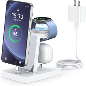 HM730W-NANAMI 30W USB C Fast Charging Station for Samsung Devices,3 in 1 Charging Dock for Galaxy Watch 7/6/5/4/3,Samsung Galaxy S26/S25/S24,Note 20,Z Fold/Flip