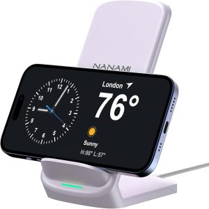 A800P-NANAMI Wireless Charger for Samsung and iPhone - 10W Fast Induction Charger Stand for Galaxy S25/S26/S24/S23/S22/S21, Wireless Charging Stand Phone Charging Dock for iPhone 17/17 Air/16/15/14/13/12