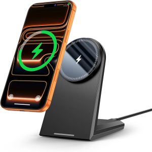 M300B-NANAMI 25W Magnetic Wireless Charger Stand, Fast Magnetic Phone Charger, N52 Alignment, 360&deg; Adjustable, Auto-Dim LED, Cooling & Safety Protection for iPhone 17/16/15/14/13/12 & Google Pixel 10 Series