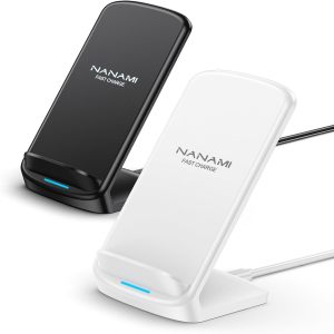 A800B/W-Wireless Charger Stand [2 Pack] - NANAMI 10W Fast Wireless Charging Stand for Apple iPhone 17/17 Air/16/15/14/13/12 Pro, Desk Phone Charger Dock for Samsung Galaxy S26/S25/S24/S23/S22/S21, Pixel 6
