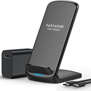 ACA800B-NANAMI Fast Wireless Charger, 10W Max Wireless Charging Stand with PD20W Adapter Charger Compatible for iPhone 17/17 Air/17 Pro/17 Pro Max/16/15/14/13/12,Samsung Galaxy S26/S25/S24/S23/S22/S21/Note 20