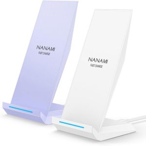 M220Pur/W-Fast Wireless Charger 2 Pack - NANAMI Wireless Charging Stand for iPhone 17/17 Air/16/15/14/13/12/12 Pro Max, Phone Charger Dock Compatible with Samsung Galaxy S26/S25/S24/S23/S22/S21,Pixel 6/5