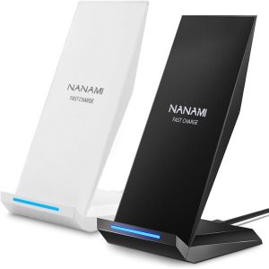 M220B/W-Fast Wireless Charger, [2 Pack] NANAMI Wireless Charging Stand for iPhone 17/17 Air/17 Pro/17 Pro Max/16/15/14/13/12, 10W for Samsung Galaxy S26/S26+/S25/S25+/S25 Ultra/S24/S23/S22, Pixel 6/5/4XL