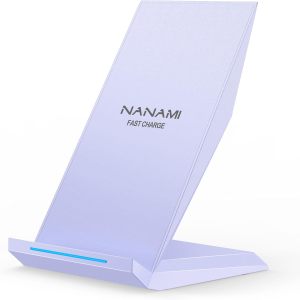 M220Pur-NANAMI Wireless Charger - Fast Wireless Charging Stand Compatible with Apple iPhone 17/17 Pro/17 Pro Max/16/15/14/13/12 Pro, Desktop Phone Charger for Samsung Galaxy S26/S26+/S25/S24/S23/S22/S21