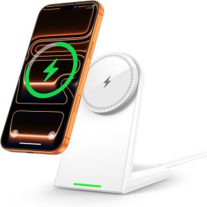 M300W-NANAMI Magnetic Wireless Charger for iPhone, 25W Fast Charging Stand, Phone Charger Stand with Auto-Dimming LED for Desk & Nightstand