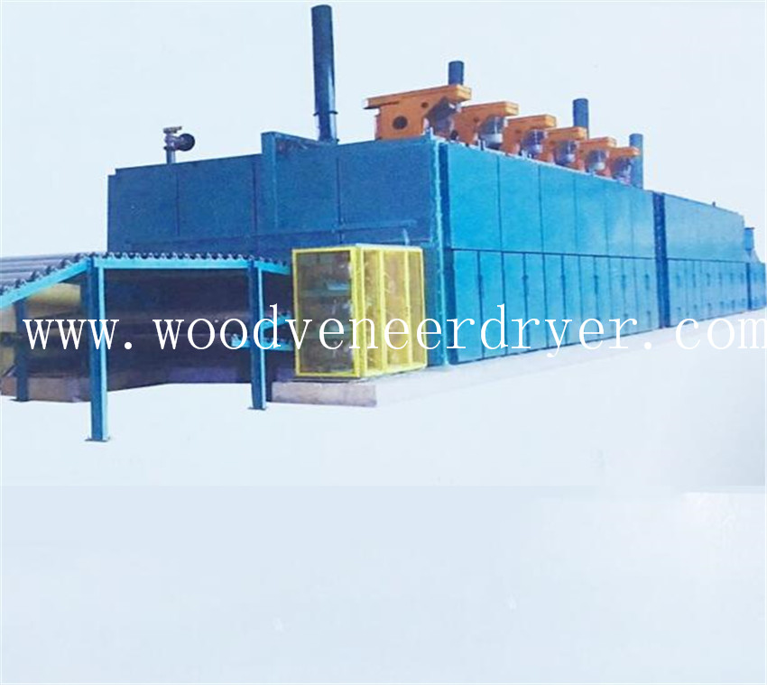 Máquina de secagem de madeira do folheado do rolo da plataforma de 60m 3 para o processo da madeira compensada