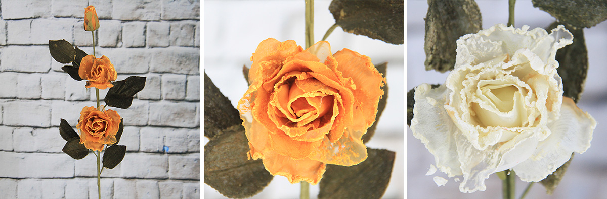 Fleur d'Organza Artificielle / Décorative Rose 2 Fleurs