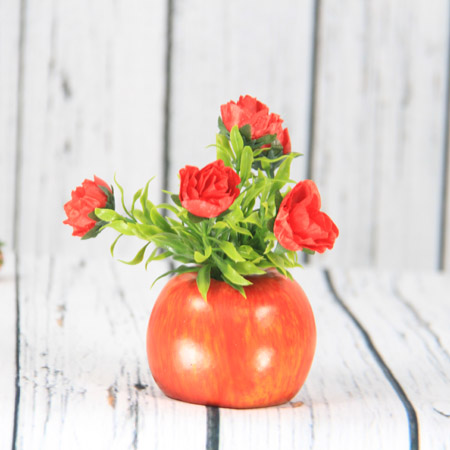 Article artificiel / décoratif de pot de fruits de 14X8Cm avec la rose, pot de pomme