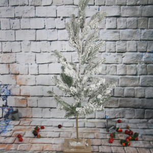 94Cm Künstlicher dekorativer großer Geweihkiefer-Weihnachtsbaum mit Schnee, hölzerner Sockel