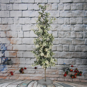 Искусственная декоративная рождественская елка на 77 см с жемчугом, железным постаментом с шишкой, красной ягодой и деревянными элементами