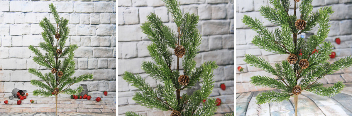 Artificial Decorative Christmas Spray With Pine Cone/Glitter