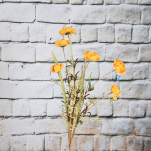 Amapola de flores silvestres artificiales / decorativas de 59cm con gypsophilay