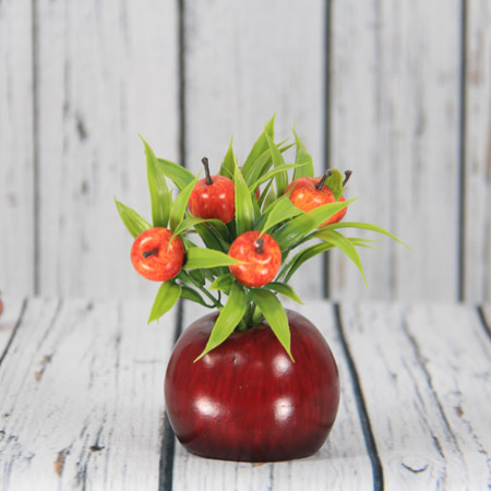 Pote de frutas artificiales / decorativas de 15X8 cm con manzana roja, pote de manzana