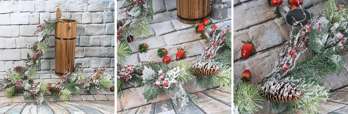 150Cm Artificial Decorative Christmas Garland With Pine Cone/Red Berry/Snow