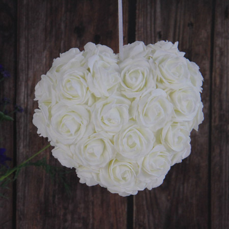 17X14Cm Artificial Decorative Wedding Ball Cream Rose /Heart