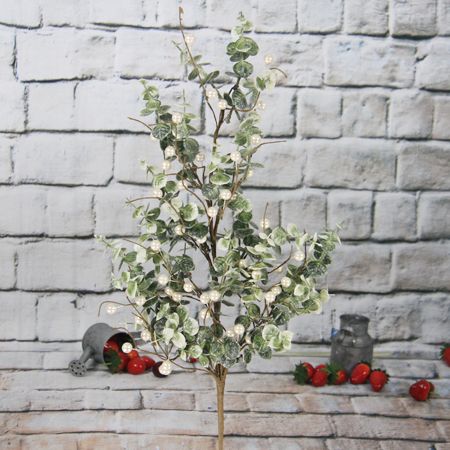Espray decorativo artificial del eucalipto de la Navidad de los 74Cm con la baya / el brillo blancos