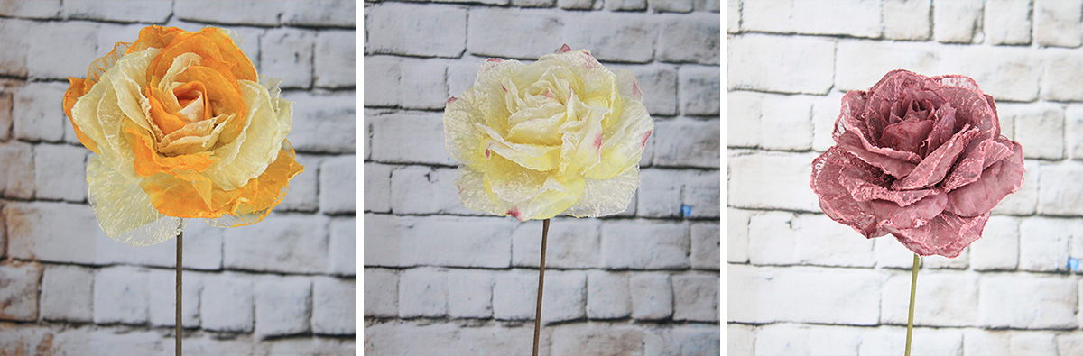 76Cm Artificial/Decorative Double Organza Flower Big Rose