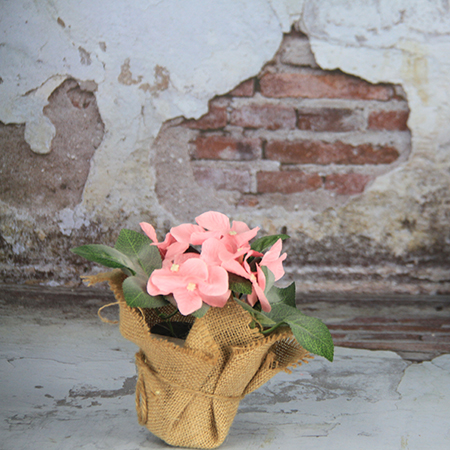 Pot d'hortensia rose / pourpre artificiel / décoratif de 17X8Cm ie pot de couverture de ramie